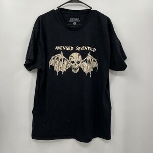 Avenged Sevenfold Black Skull Bat Wings Graphic T Shirt XL